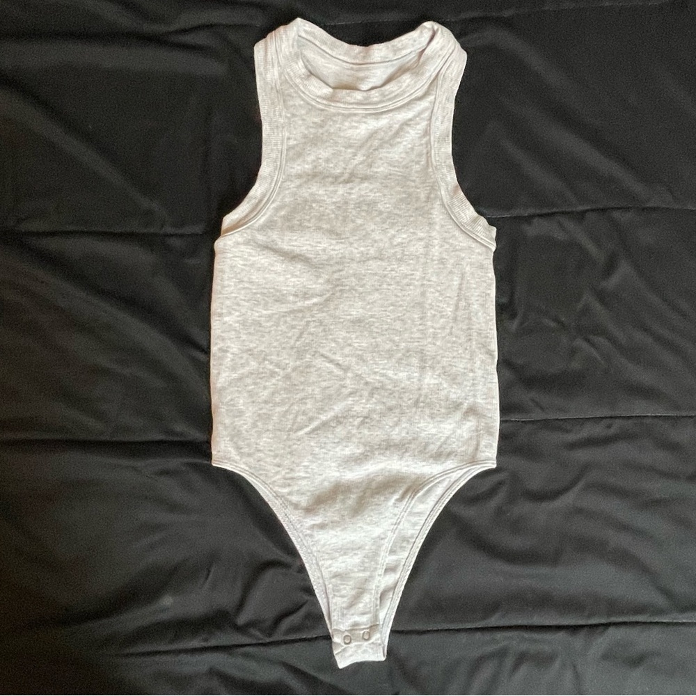 Grey Ribbed Bodysuit